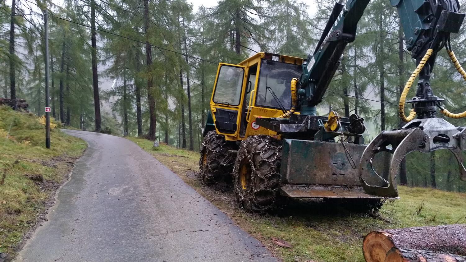 Trattore forestale articolato HSM 704 con gru e argani da 8 tonnellate